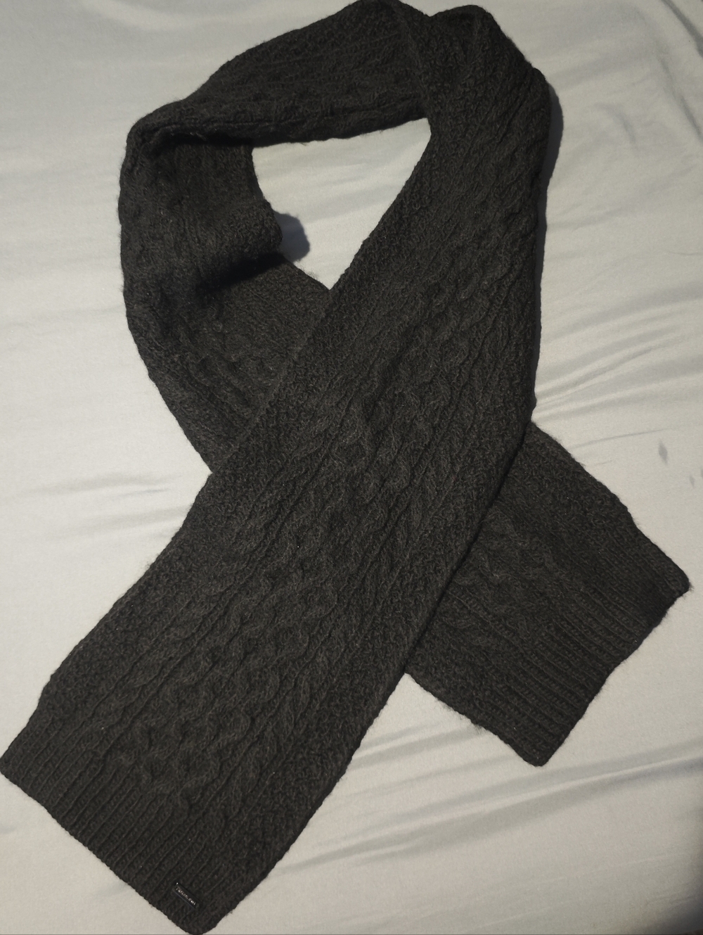 Michael Kors Men's Cable-Knit Acrylic Scarf Black One Size  (9" X 72")